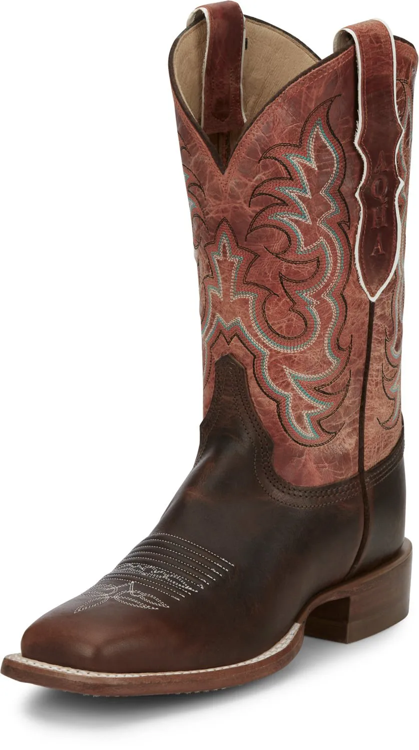 Justin 11in Womens Amber Orange Dusty Leather Cowboy Boots