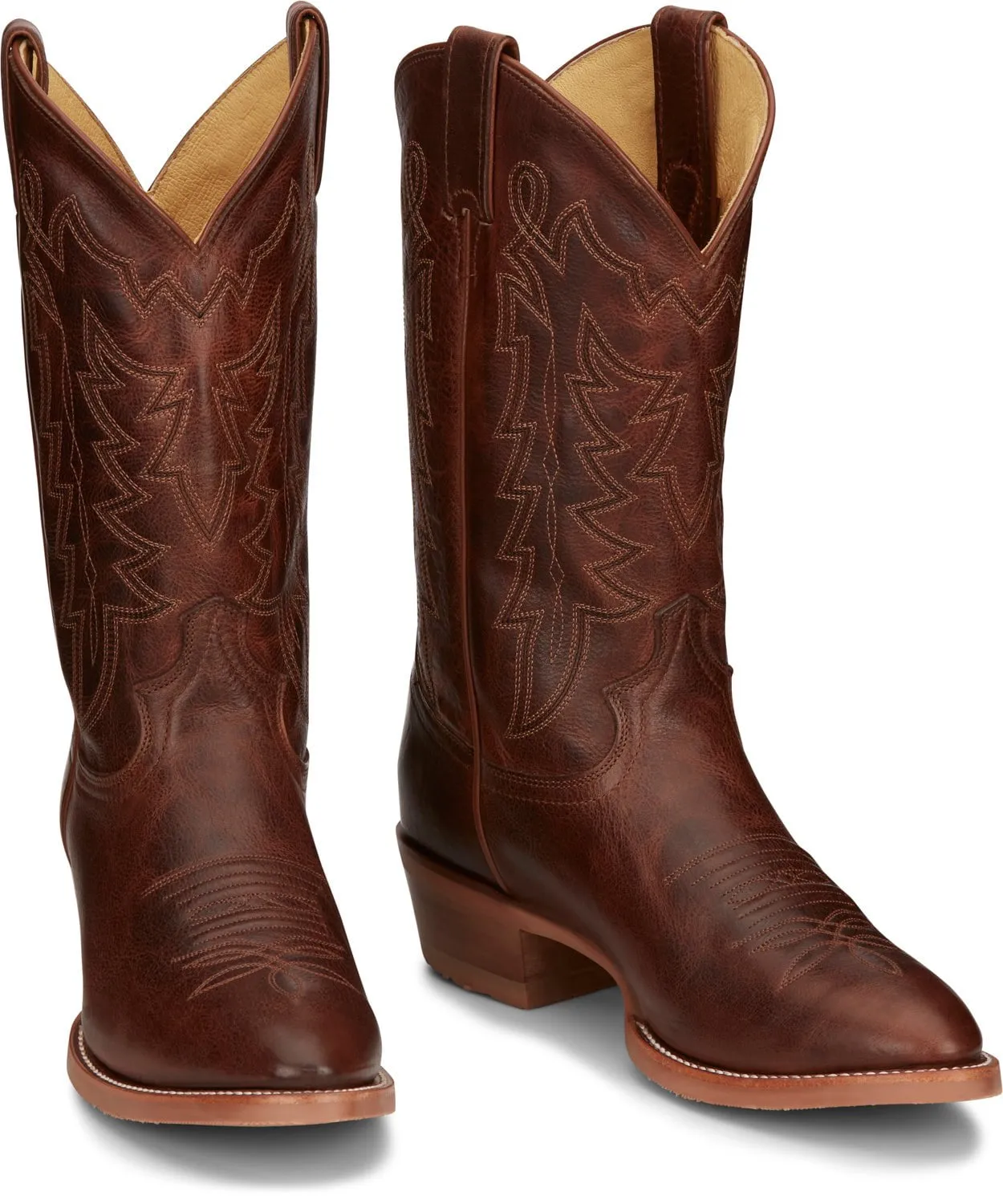 Justin 12in Mens Whiskey Hayne Leather Cowboy Boots