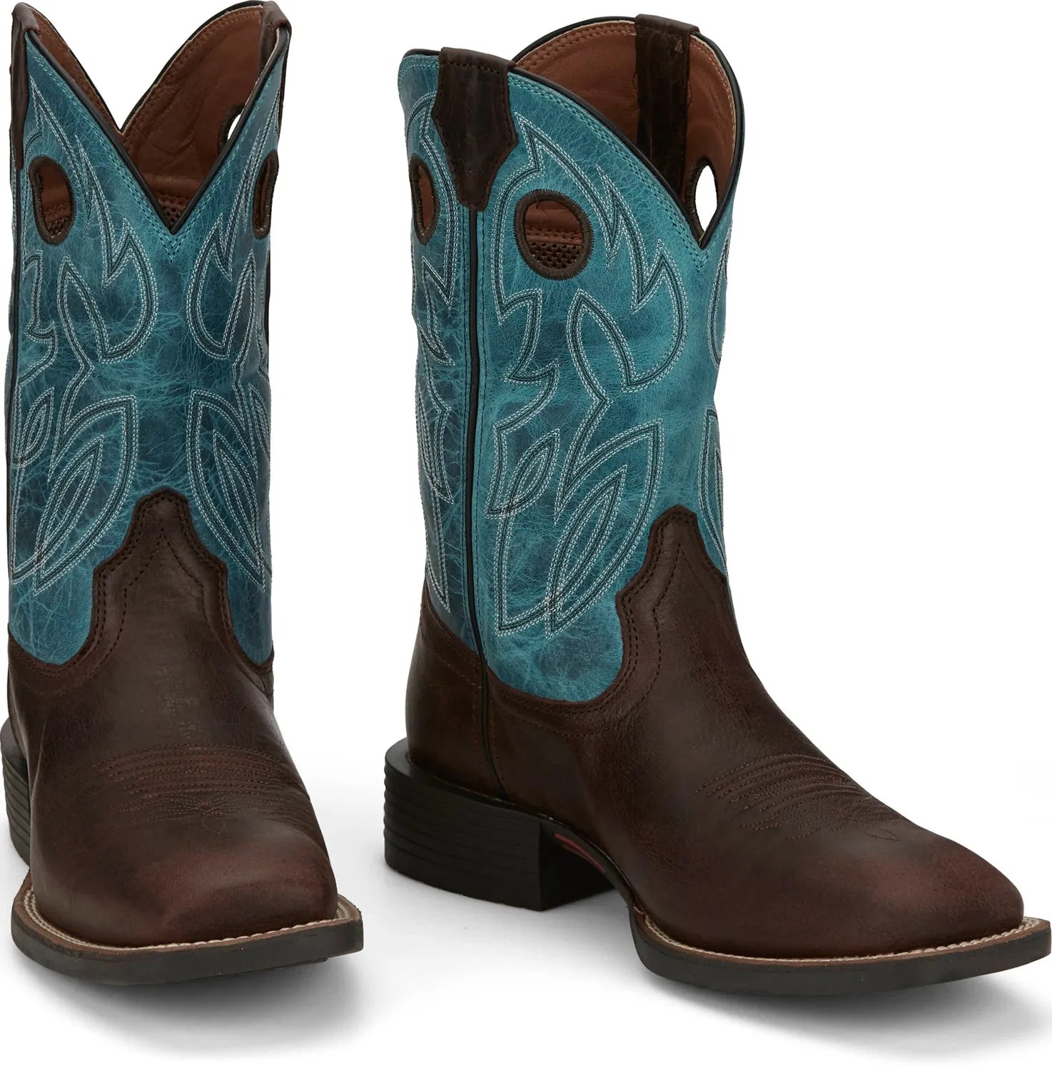 Justin Mens Bowline Sapphire Blue Water Buffalo Cowboy Boots