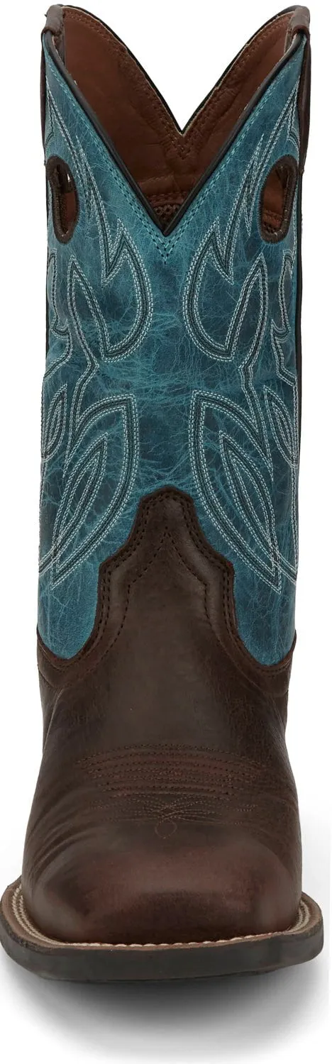 Justin Mens Bowline Sapphire Blue Water Buffalo Cowboy Boots