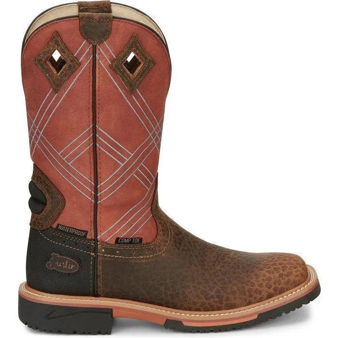 Justin Men's Dalhart 12" Nano CT Western Work Boot -Brown- SE4218