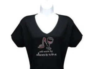 Ladies T-Shirt - Will work for shoes and wine