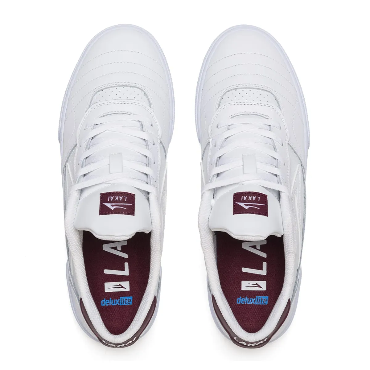 Lakai Shoes Cambridge - White/Burgundy Leather