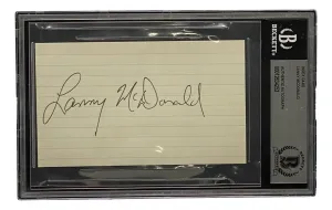 Lanny McDonald Calgary Flames Signed 3x5 Index Card BAS 00012634252