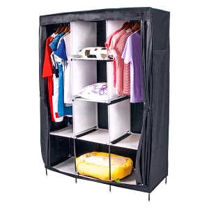 Large Portable Clothes Closet Canvas Wardrobe Storage Organizer with Shelves