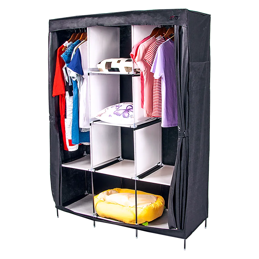 Large Portable Clothes Closet Canvas Wardrobe Storage Organizer with Shelves