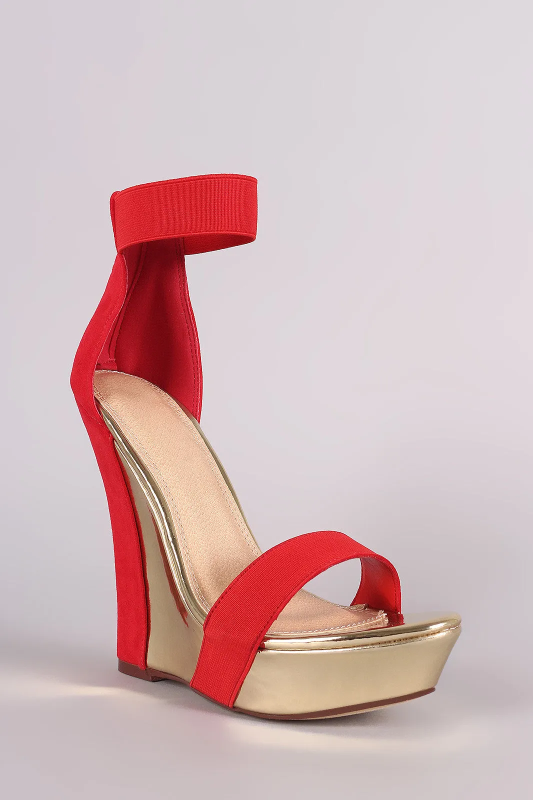 Liliana Two Tone Suede Open Toe Platform Wedge