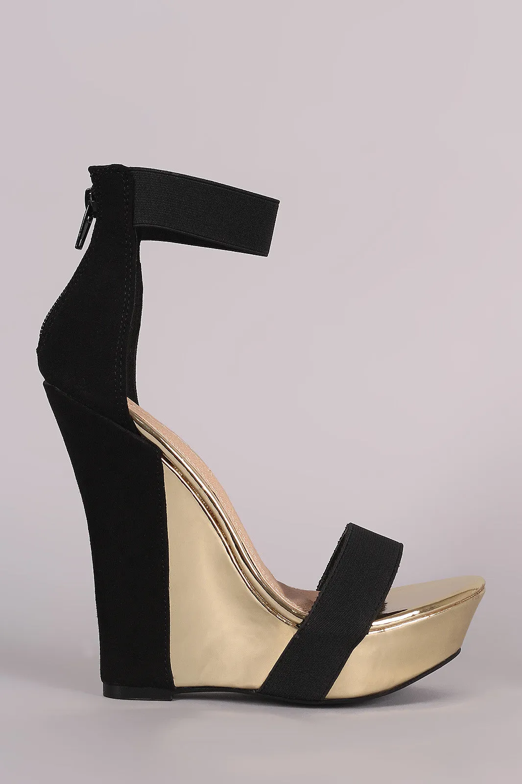 Liliana Two Tone Suede Open Toe Platform Wedge