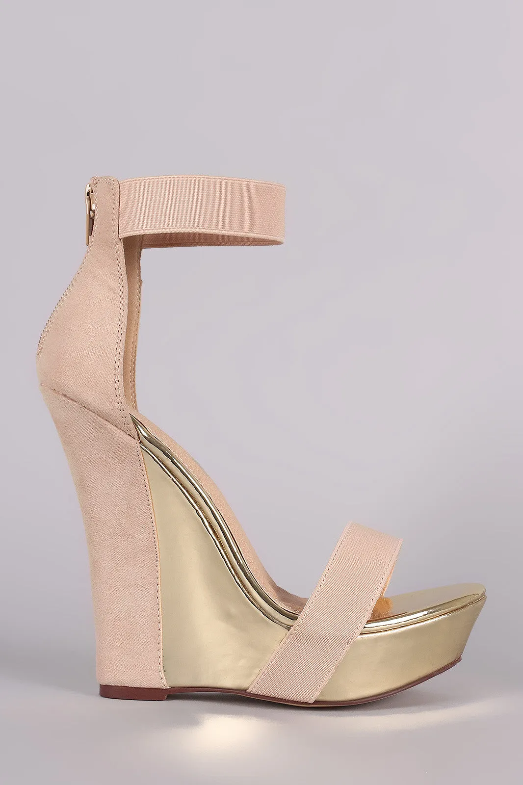 Liliana Two Tone Suede Open Toe Platform Wedge