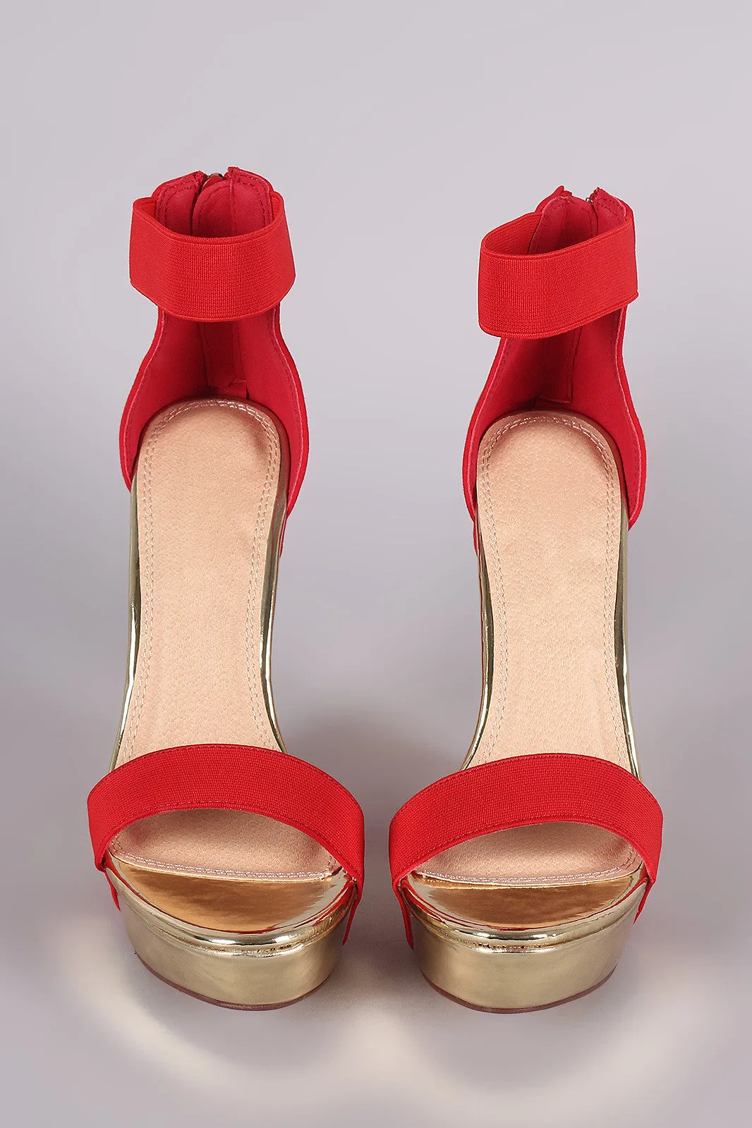 Liliana Two Tone Suede Open Toe Platform Wedge