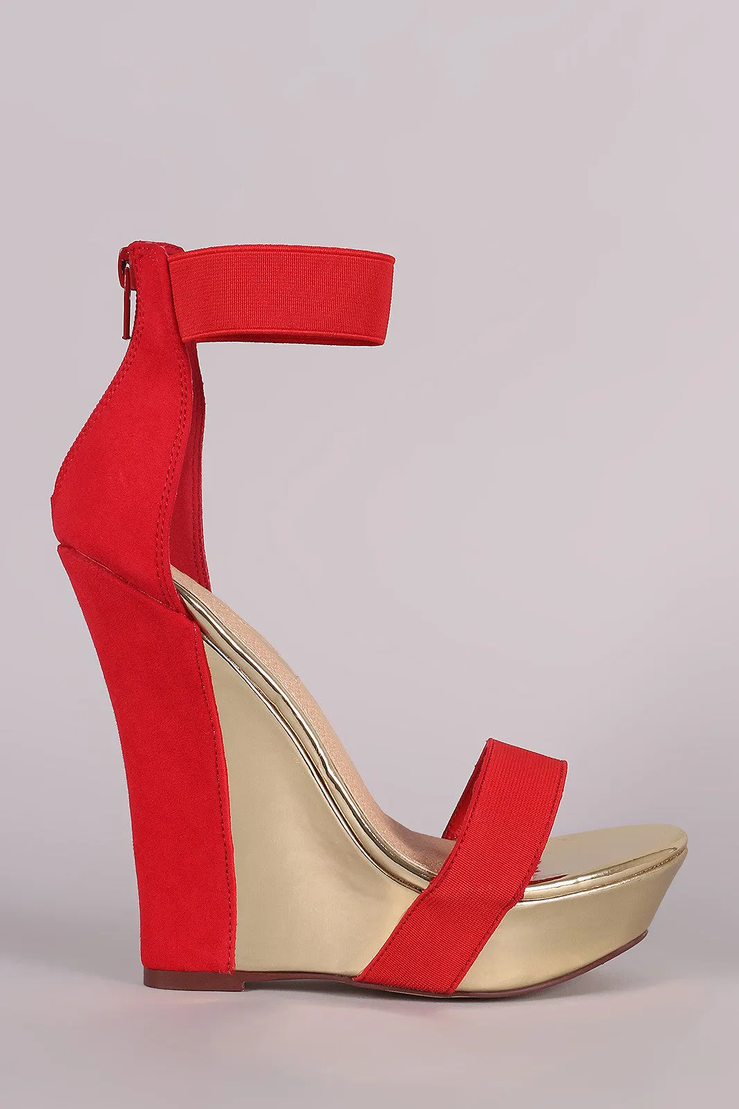 Liliana Two Tone Suede Open Toe Platform Wedge