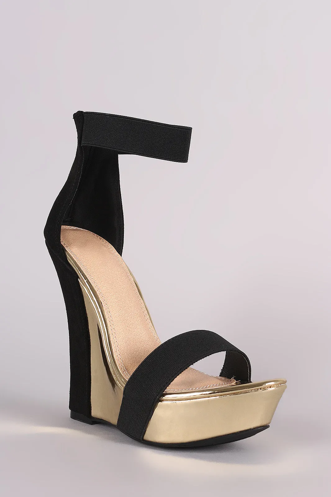 Liliana Two Tone Suede Open Toe Platform Wedge