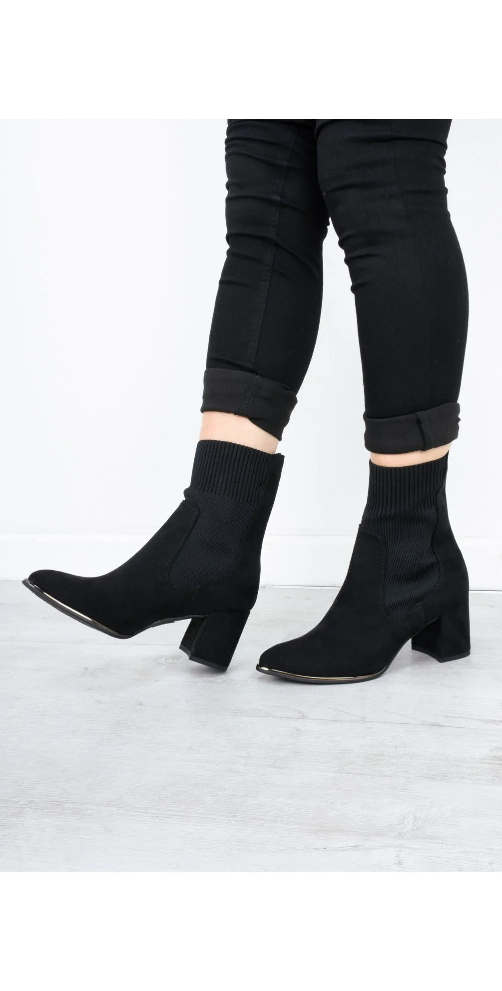 Marco Tozzi 25392-41 Black Sock Block Heeled Ankle Boots