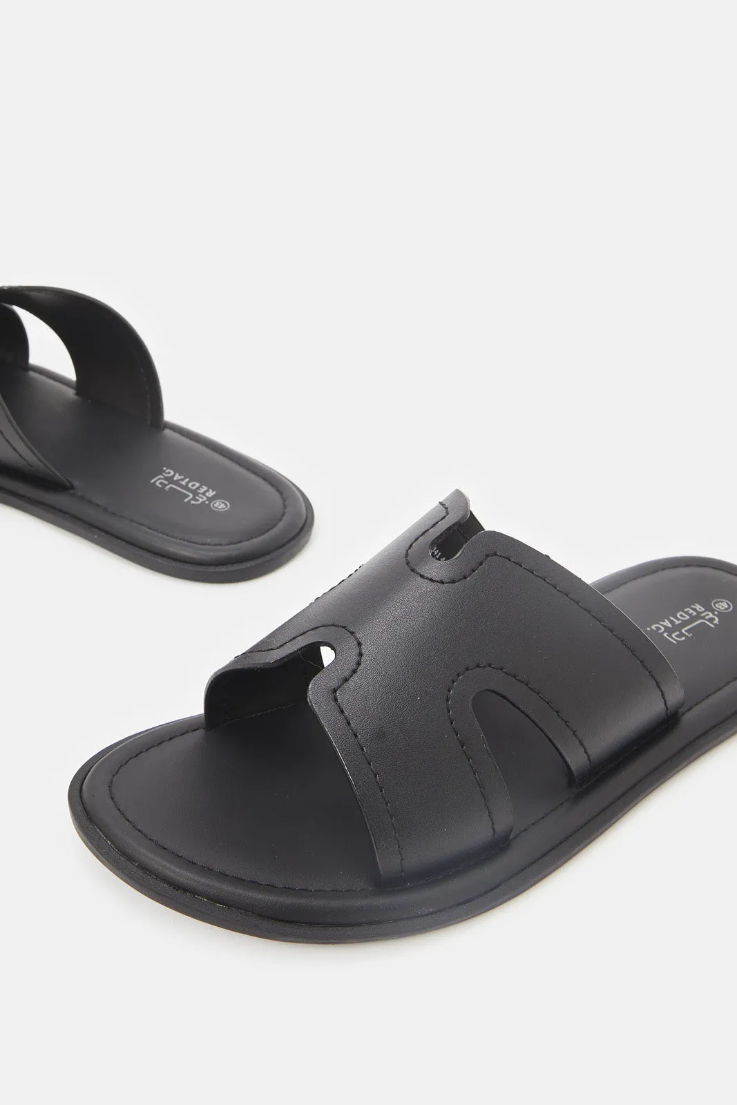 Men Black H Strap Sandals