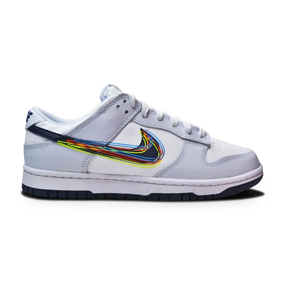 Mens Nike Dunk Low 3D Swoosh - DV6482-100 - White Blackened Blue Volt