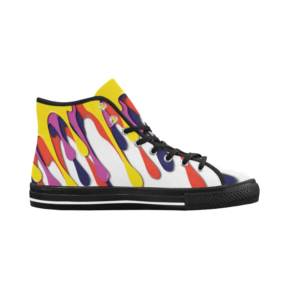 Men's Paint Splatter Print Big Size High Top Canvas Shoes