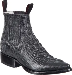 Men’s Short Ankle Crocodile Alligator Print Leather Boot