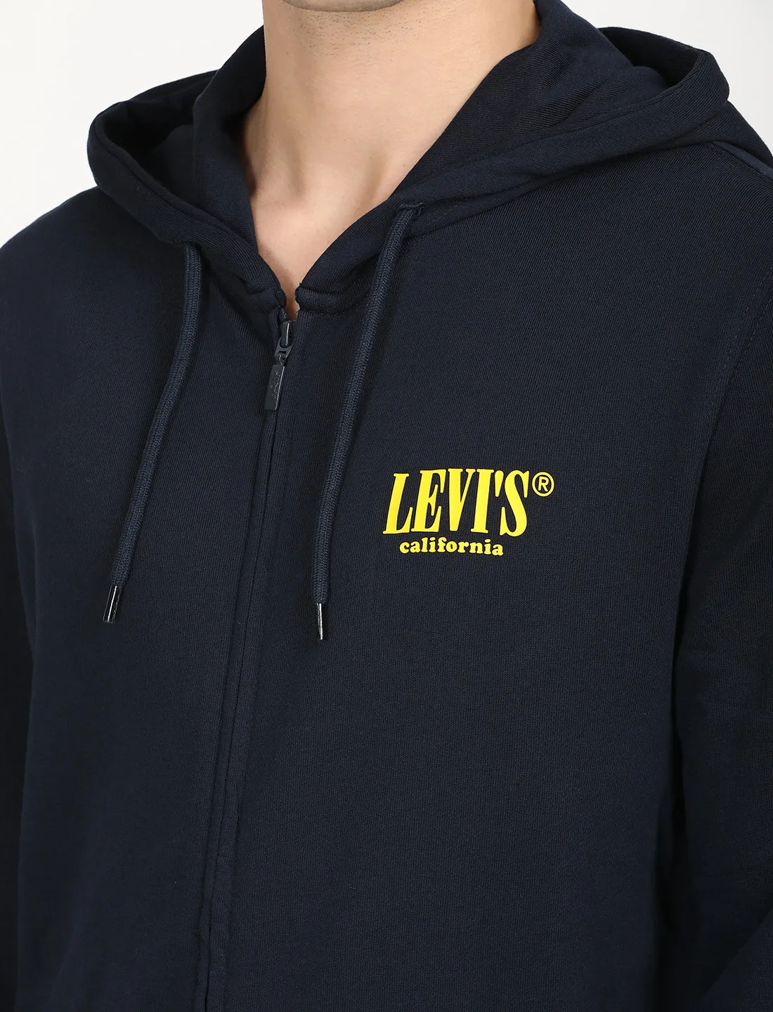 Men's Solid Navy Hooded Sweatshirt