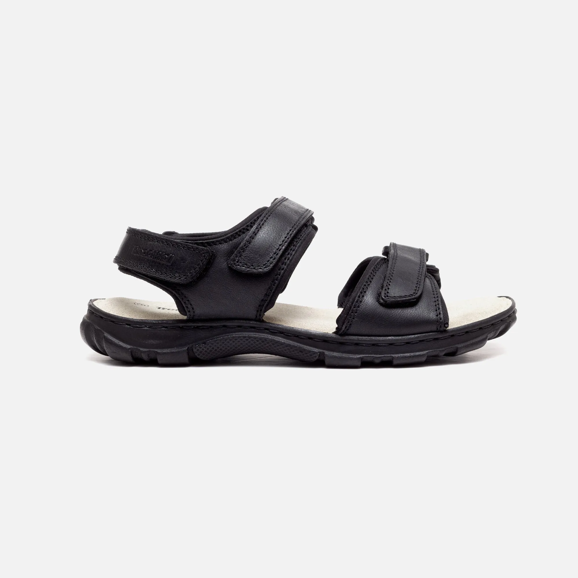 Mens Wide Fit James Leather Sandals by Tredd Well - Black