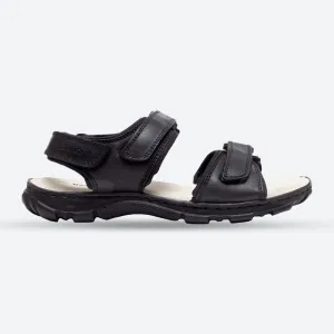 Mens Wide Fit James Leather Sandals by Tredd Well - Black