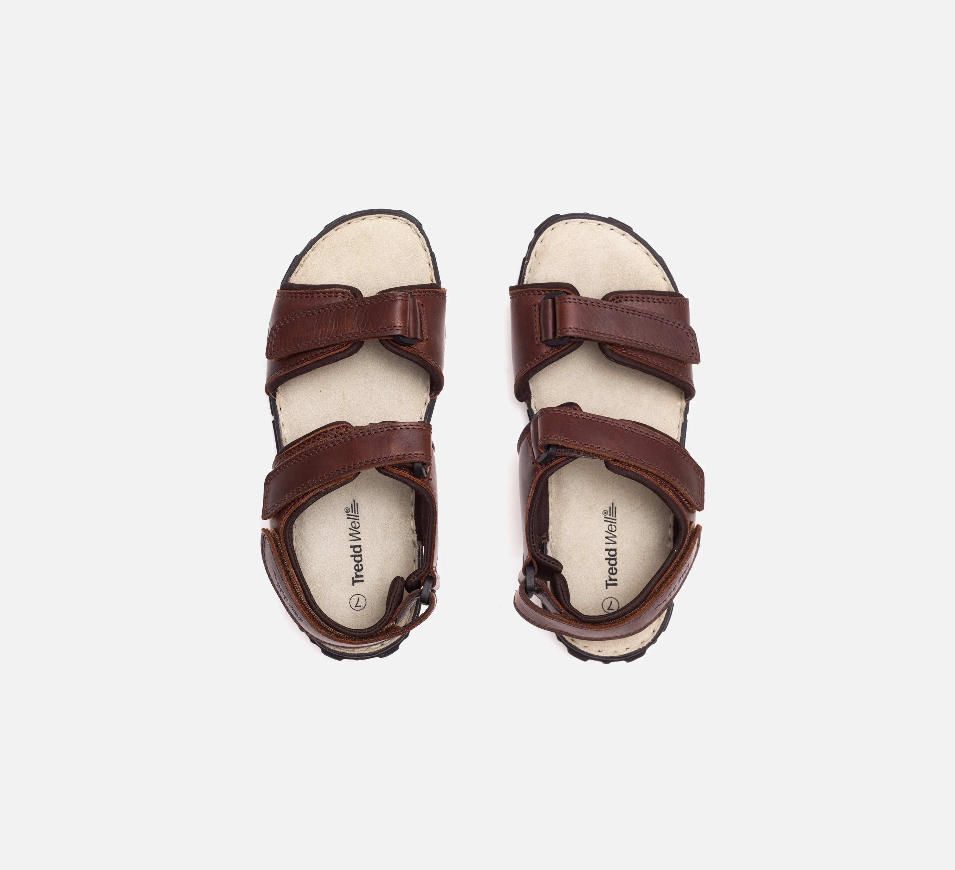 Mens Wide Fit James Leather Sandals by Tredd Well - Brown