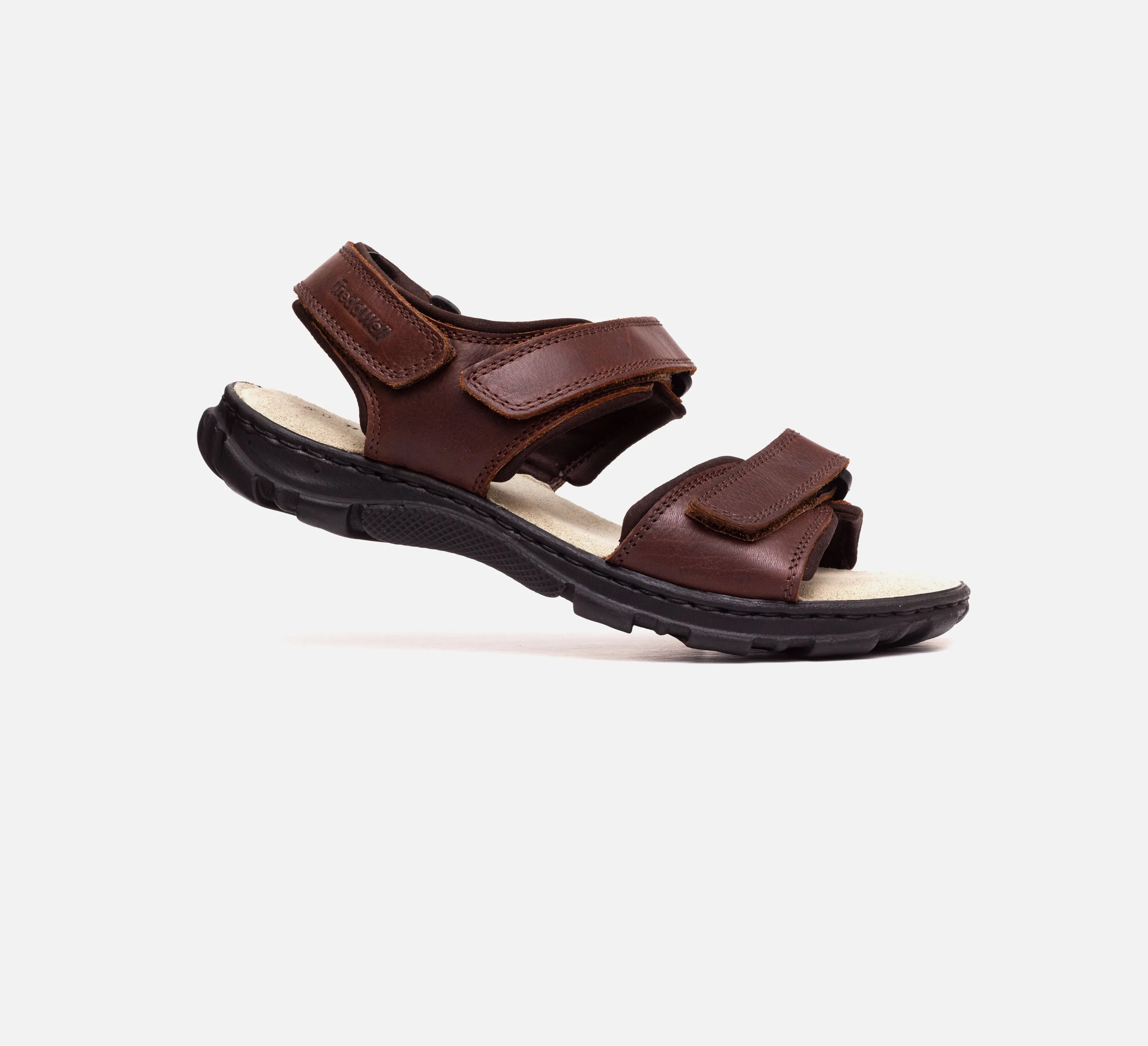 Mens Wide Fit James Leather Sandals by Tredd Well - Brown