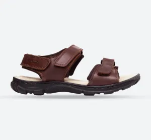 Mens Wide Fit James Leather Sandals by Tredd Well - Brown