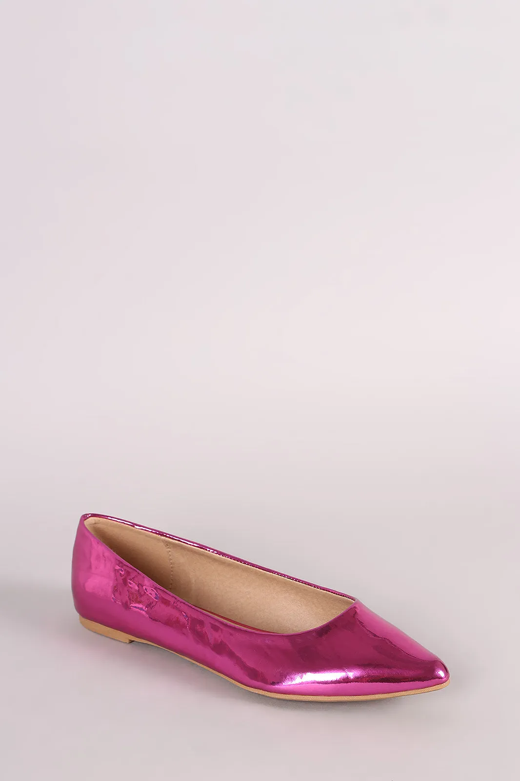 Mirror Metallic Pointy Toe Ballet Flat