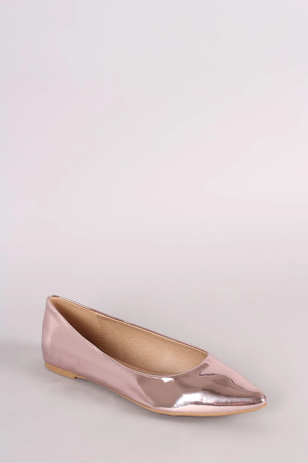 Mirror Metallic Pointy Toe Ballet Flat