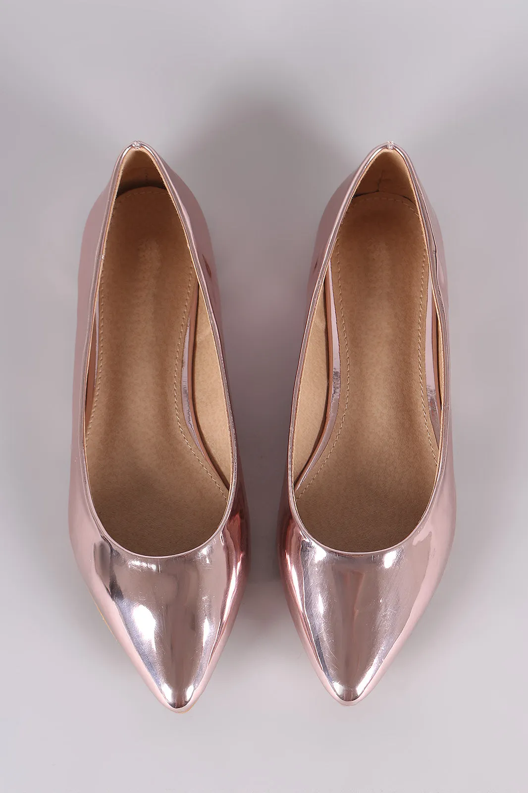 Mirror Metallic Pointy Toe Ballet Flat