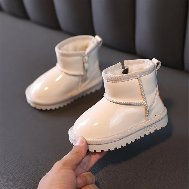 MOF Kids new winter boots silicon candy colors waterproof non-slip warm plush girls snow boots