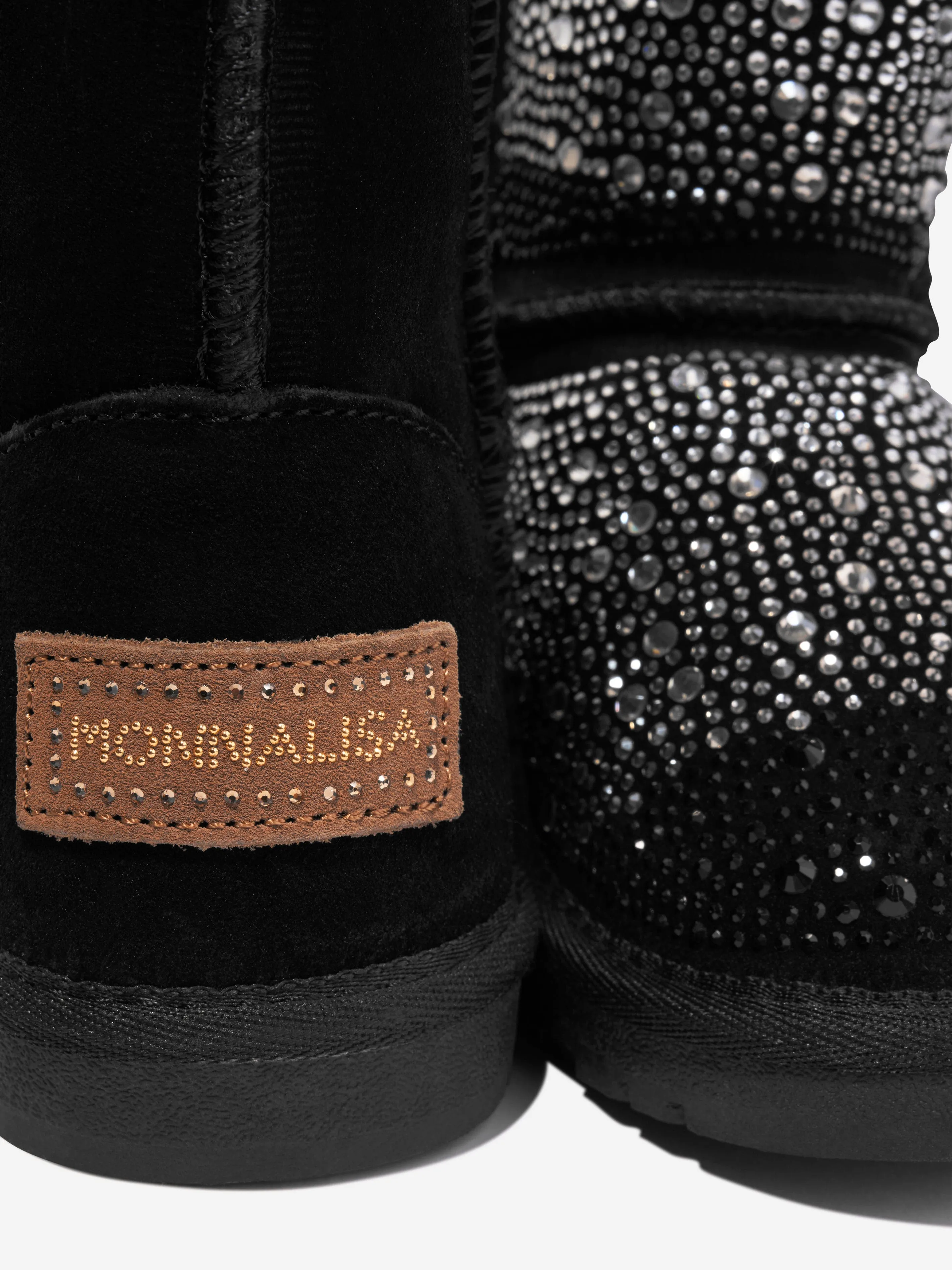 Monnalisa Girls Diamante Embellished Boots in Black