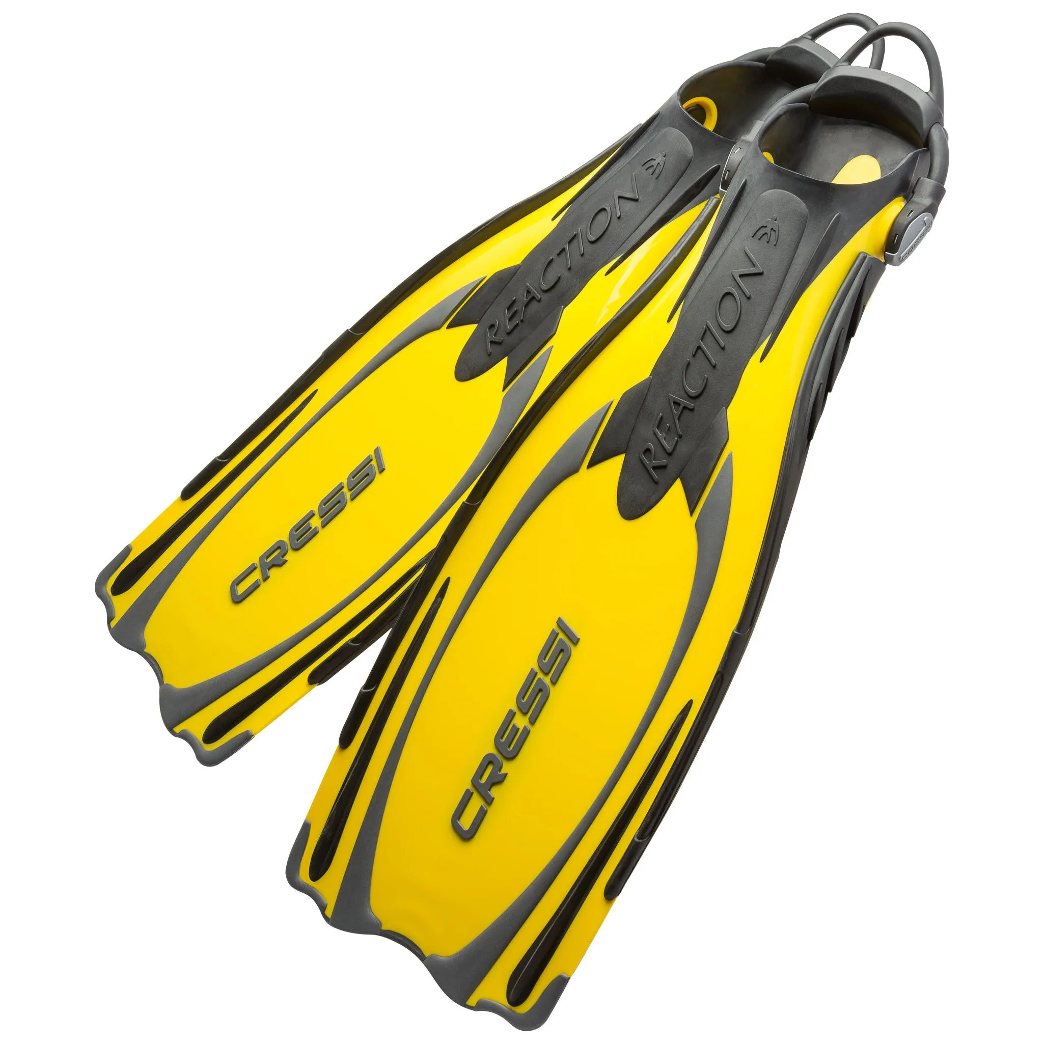 Open Box Cressi Reaction EBS Open Heel Dive Fins - Yellow / Silver, Size: Large/X-Large