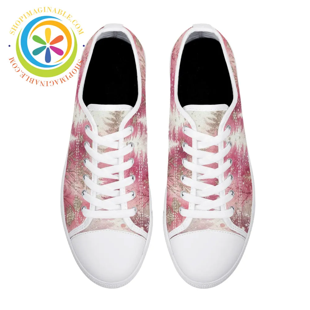 Pink Winter Ladies Low Top Canvas Shoes