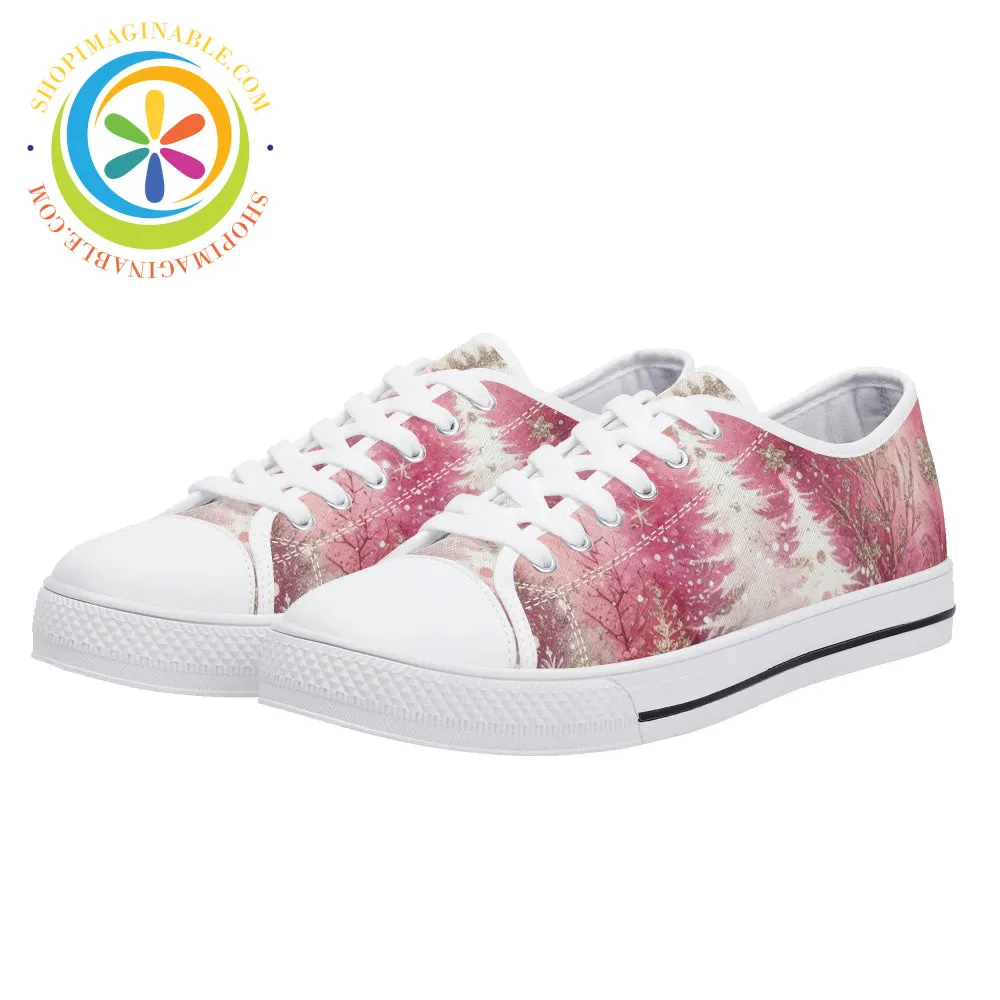 Pink Winter Ladies Low Top Canvas Shoes