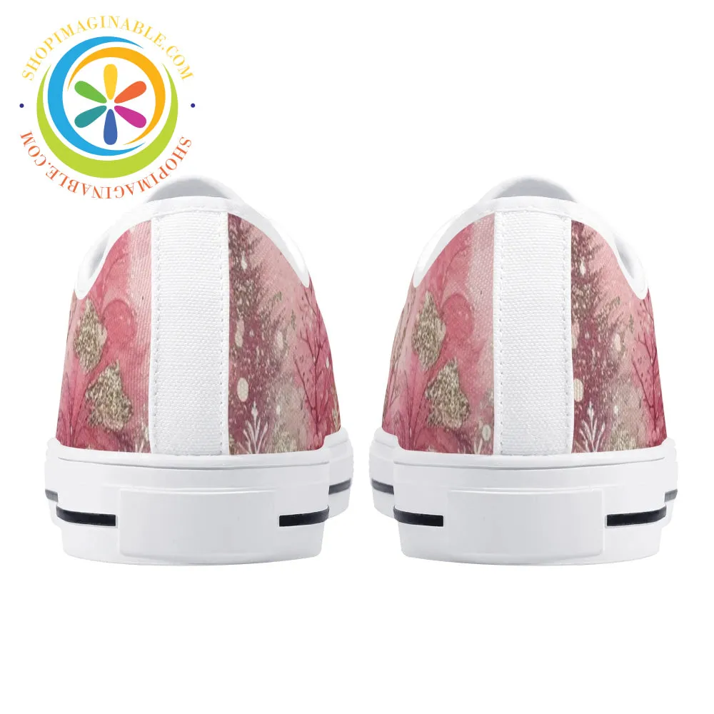 Pink Winter Ladies Low Top Canvas Shoes