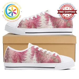 Pink Winter Ladies Low Top Canvas Shoes