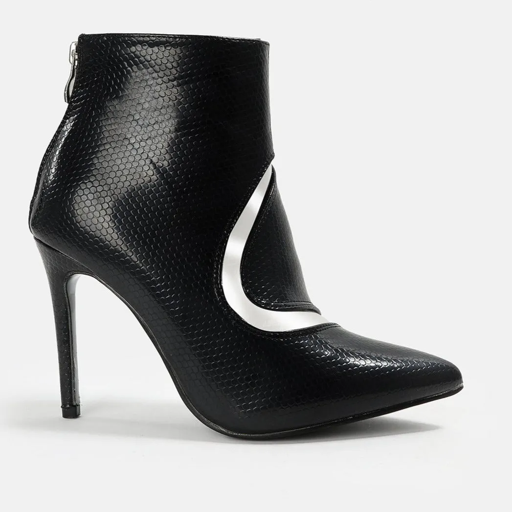 Pointed Toe Back Zipper Fine High Heeled Ankle Boots