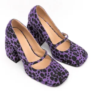 Purple Leopard Print Mary Janes