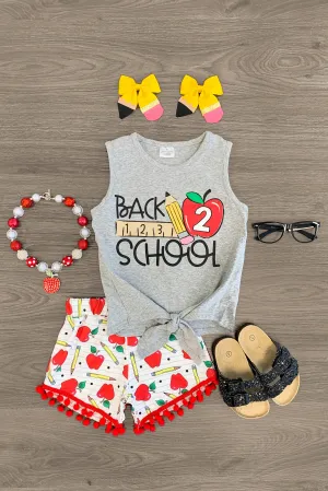 "Back 2 School" Pom Pom Short Set