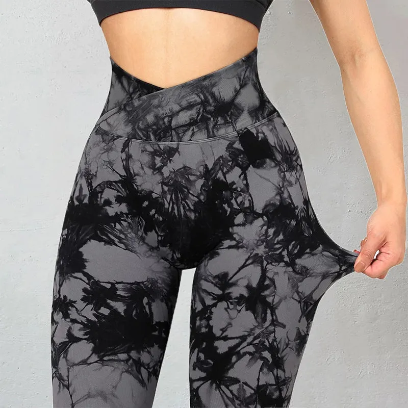 Seamless Tie Dye Leggings Women Yoga Pants Fitness Running Gym Tights | Brodtica.com