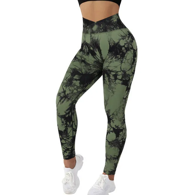 Seamless Tie Dye Leggings Women Yoga Pants Fitness Running Gym Tights | Brodtica.com