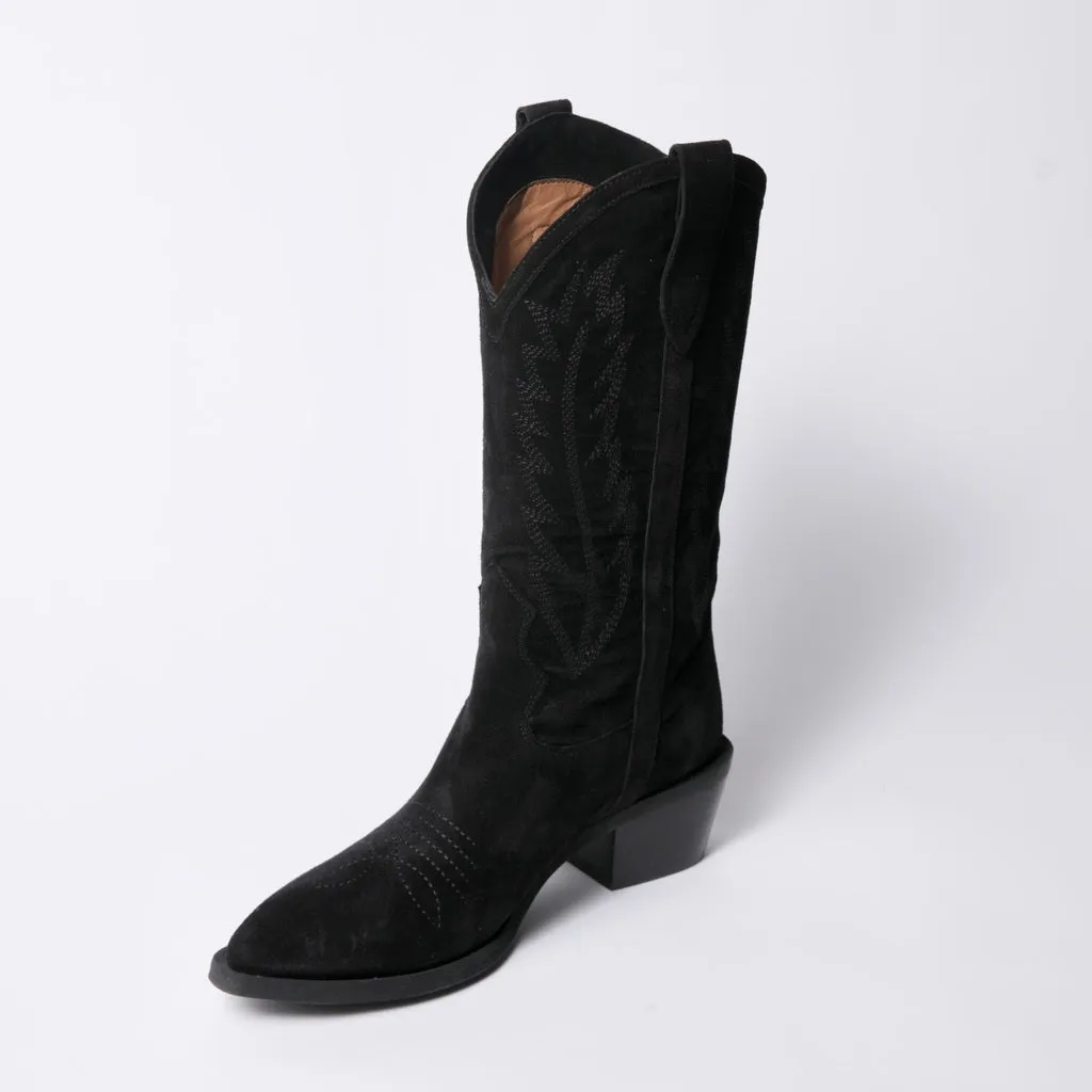 Siena Boots in Black Suede