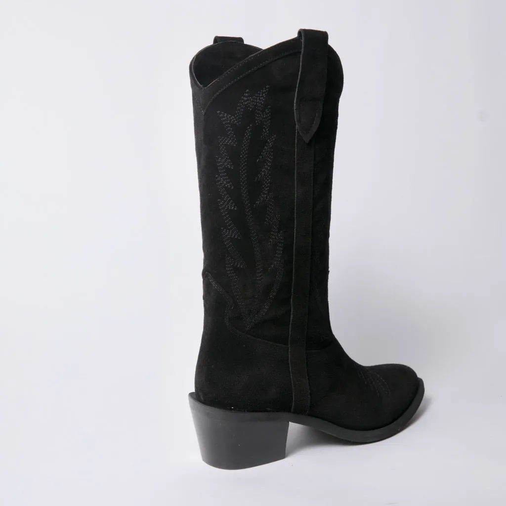 Siena Boots in Black Suede