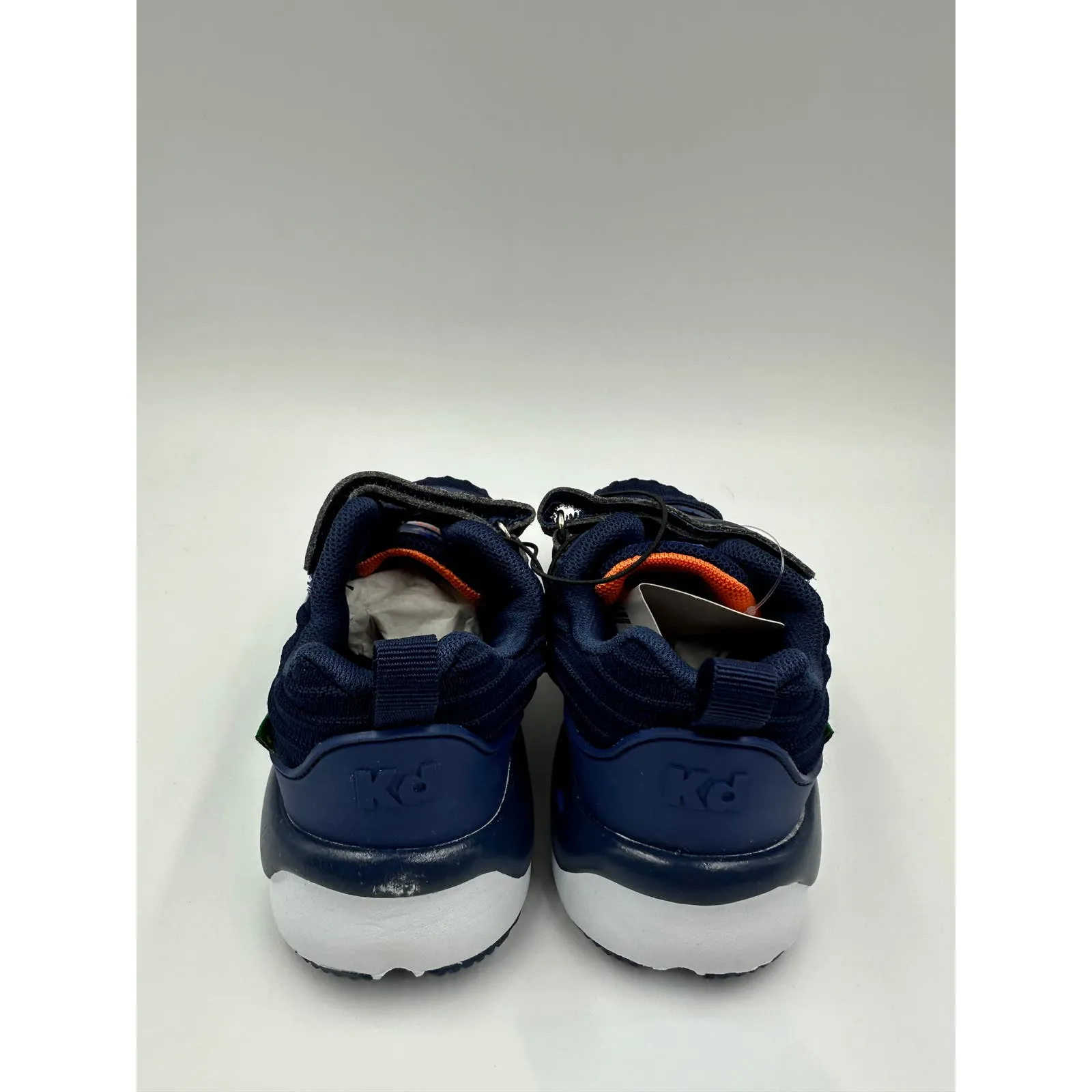 Small Kid size 10, Blue Sneaker with Straps, Blue and Orange Accents