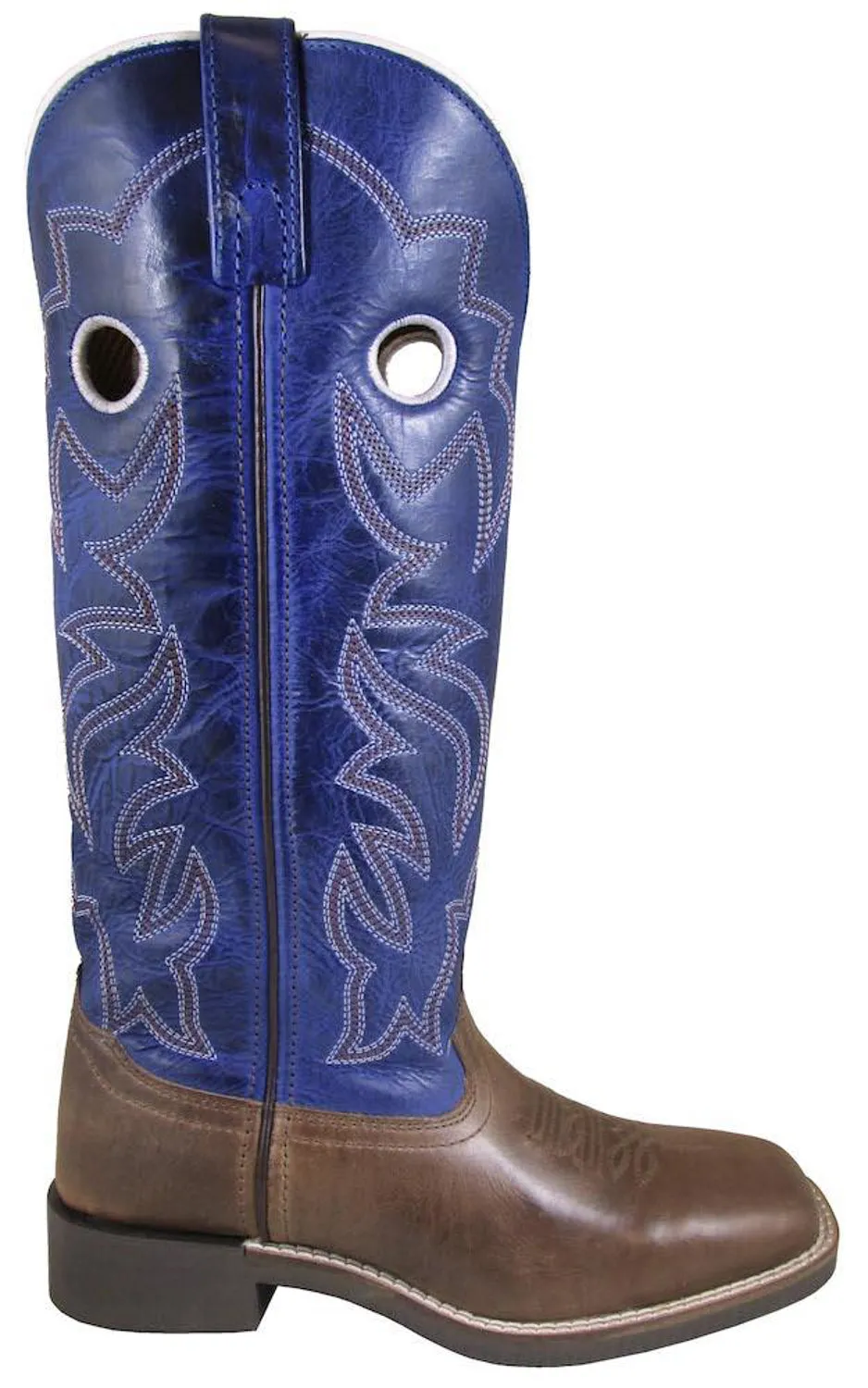 Smoky Mountain Children Girls Maverick Brown/Blue Leather Cowboy Boots