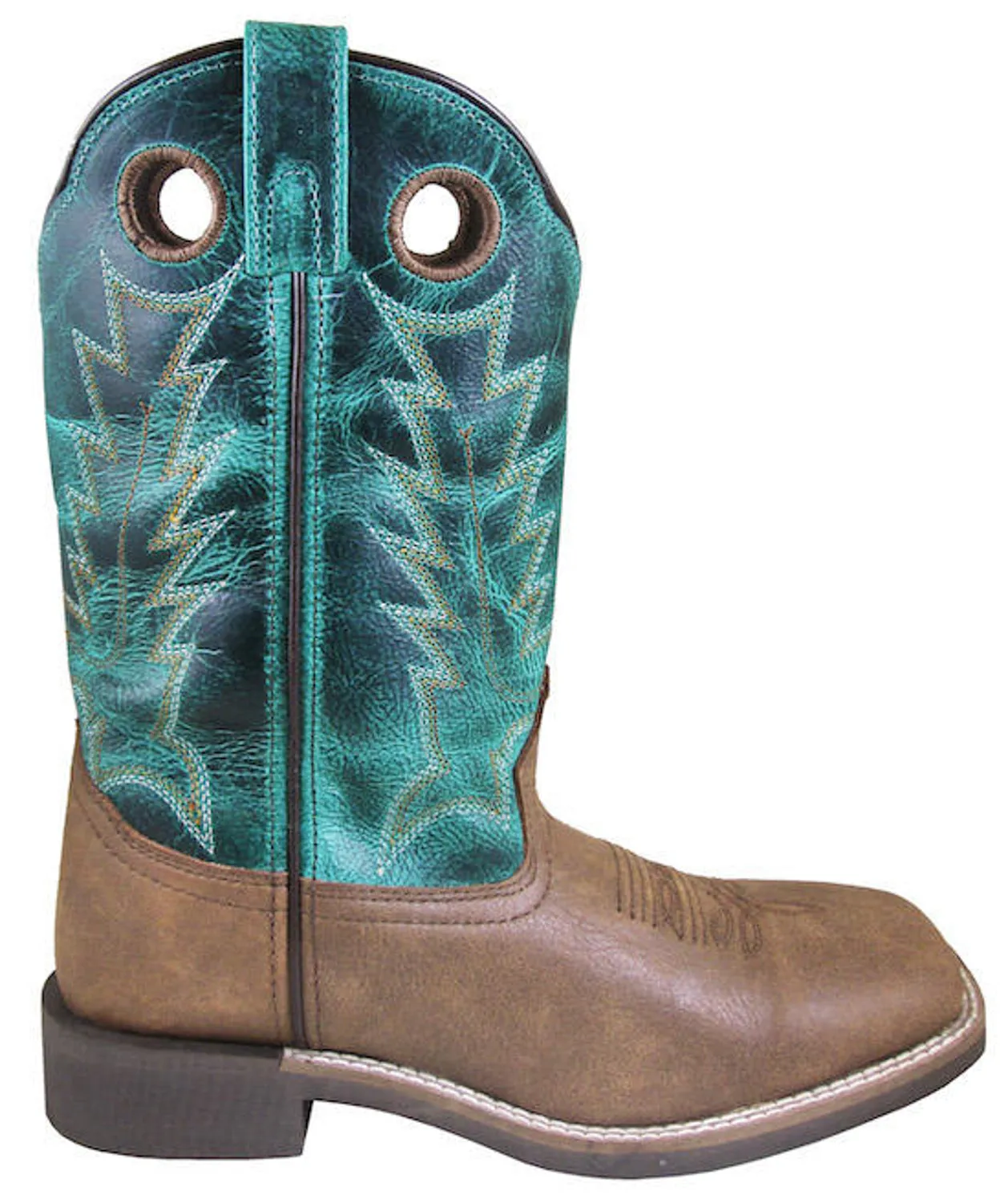 Smoky Mountain Womens Tracie Brown Distress/Turquoise Leather Cowboy Boots 11 M