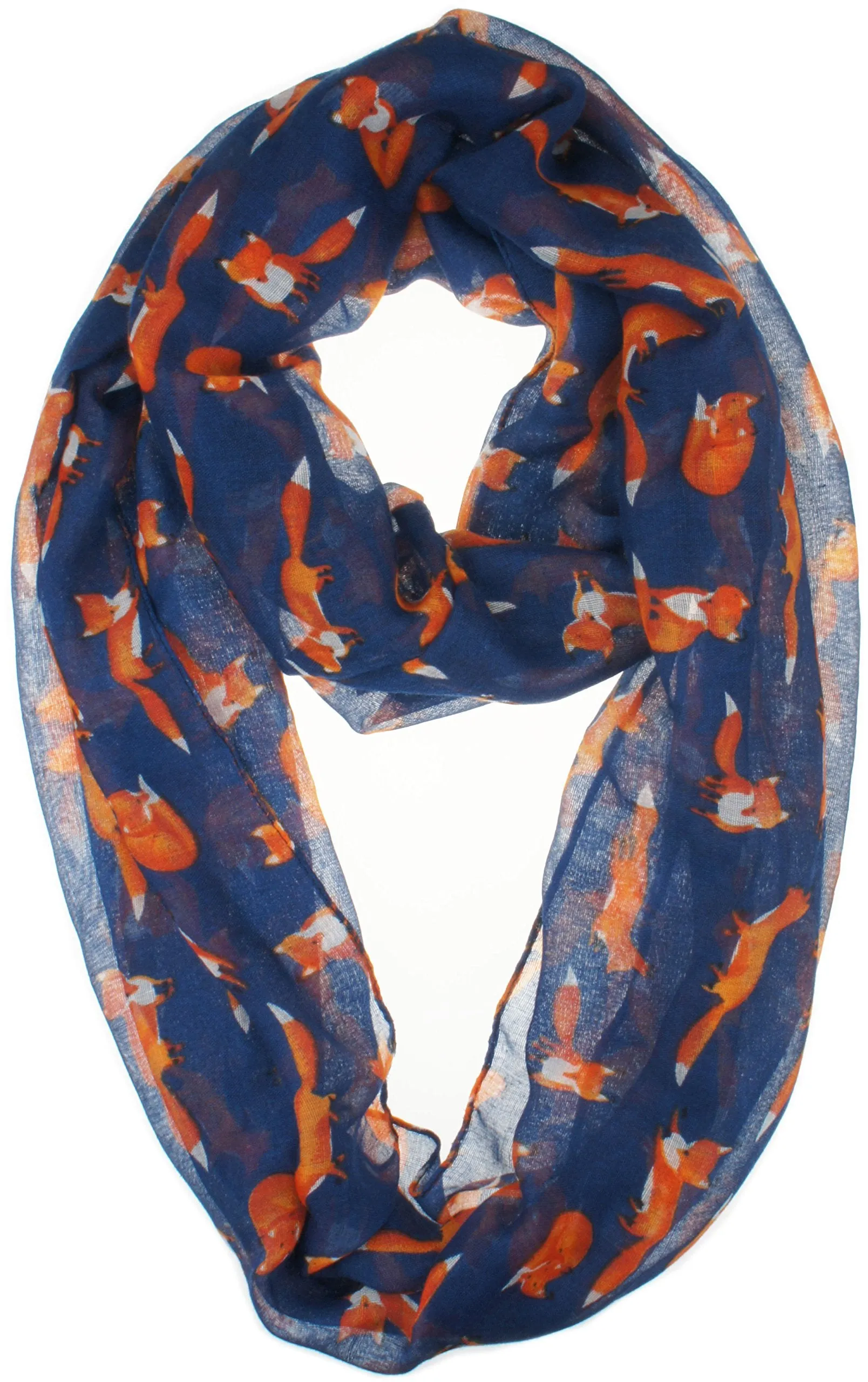 Soft Light Weight Cartoon Fox Sheer Infinity Scarf