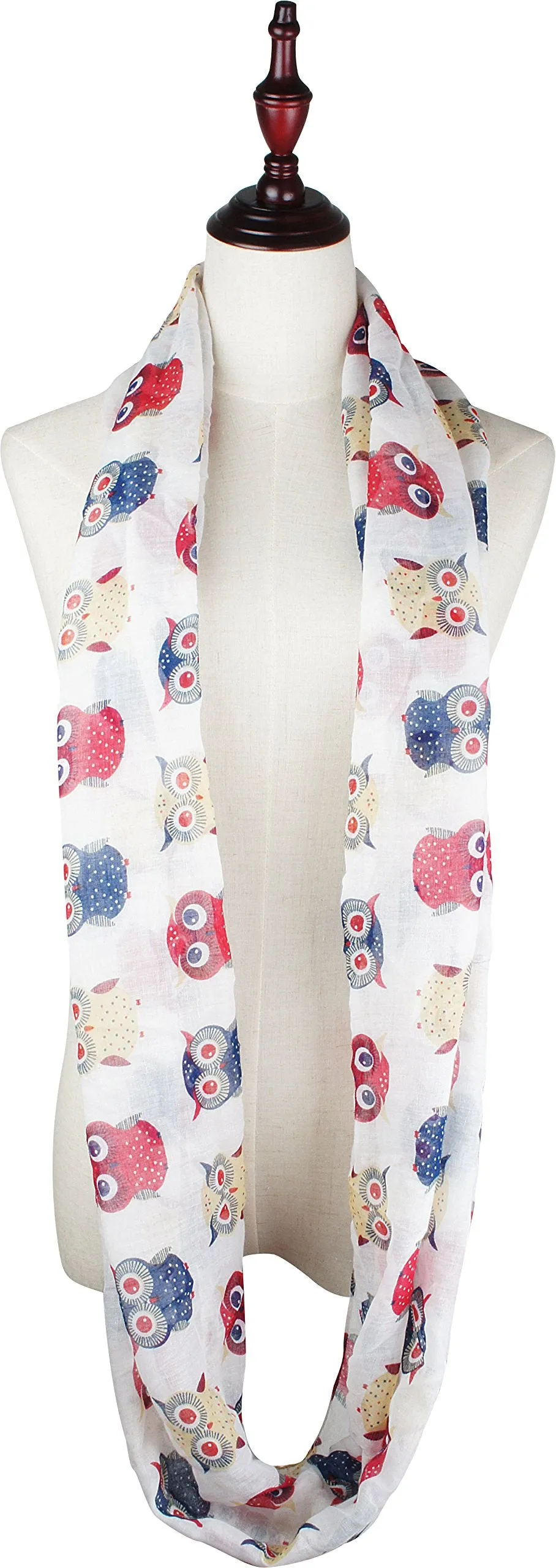 Soft Light Weight Cartoon Owl Sheer Scarf Shawl Wrap