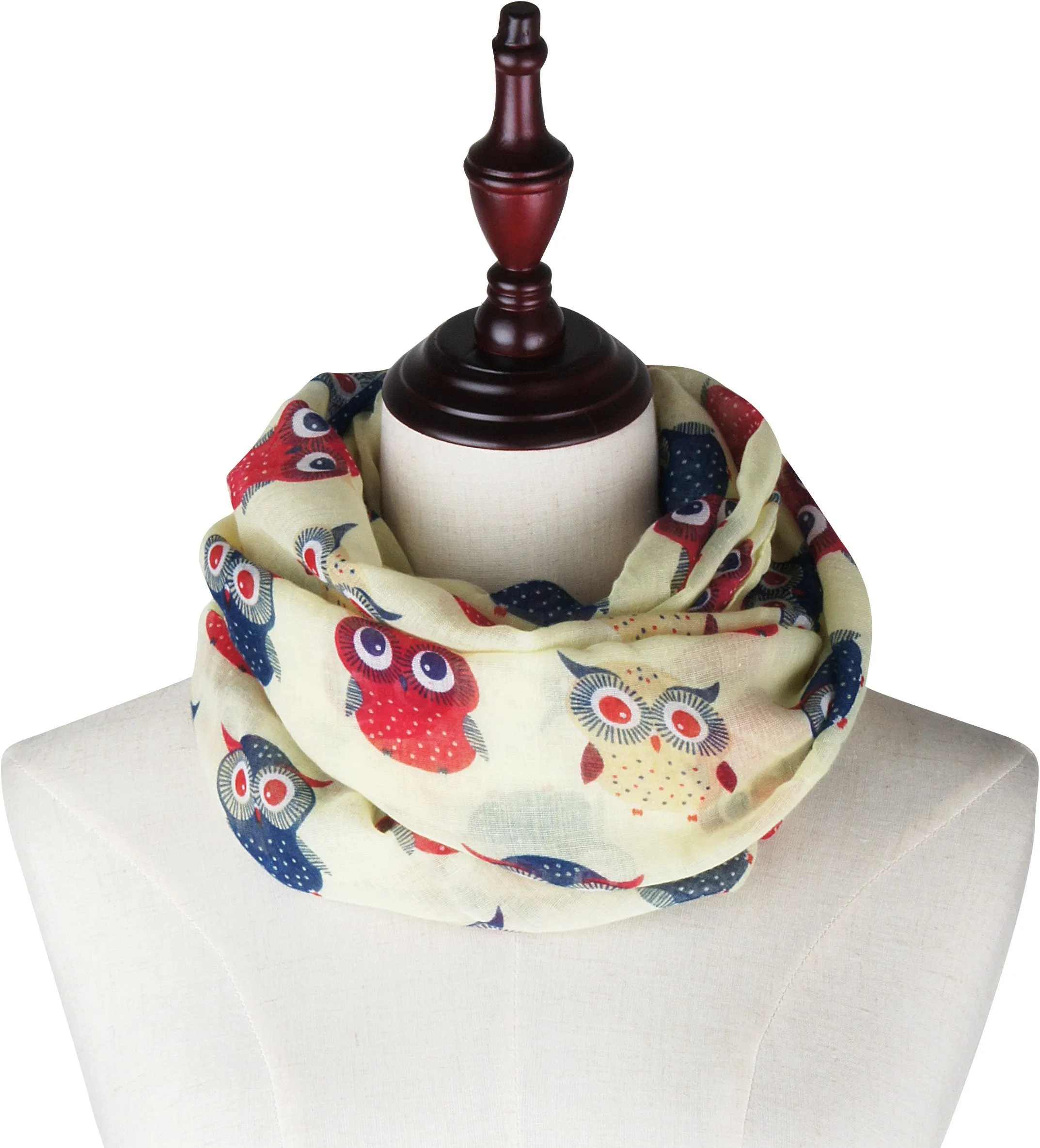 Soft Light Weight Cartoon Owl Sheer Scarf Shawl Wrap